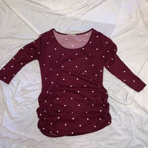 Long sleeve maternity shirt with polka dots